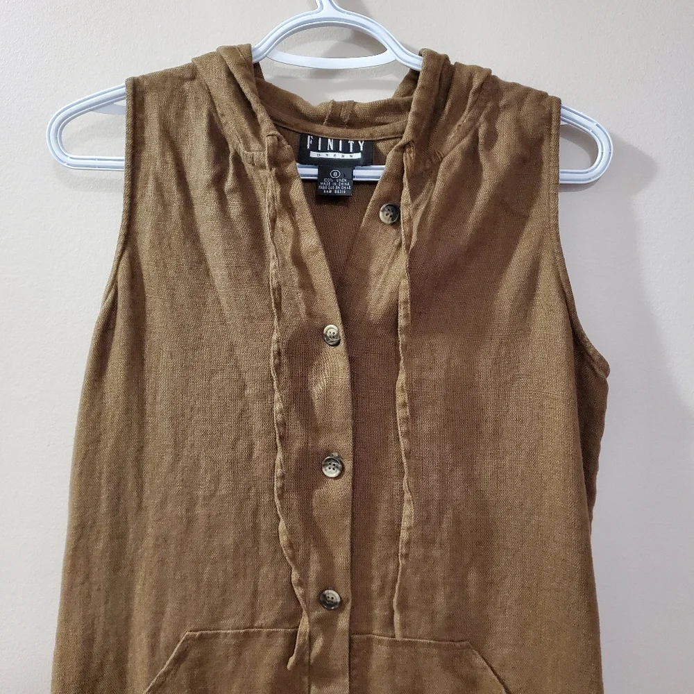 Finity Dresses - Vintage heavyweight linen dress with hood and pockets - Size M - Picture 2 of 7